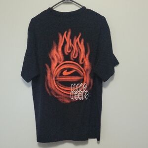 Nike Hoops Men's Tee Black Orange Graphic Size Large Just Do It Fire Logo